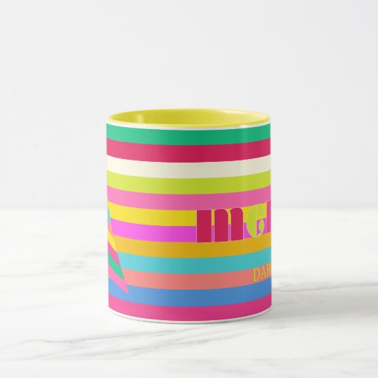 merry Colorful Stripes Personalized Christmas Tree マグカップ (中央)