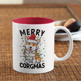 Merry Corgmas Funny Christmas Corgi ツートーンマグカップ