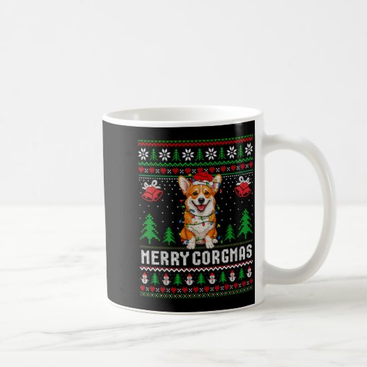 Merry Corgmas Ugly Sweater Funny Corgi Christmas T コーヒーマグカップ (右)