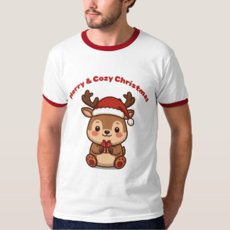 Merry & Cozy Christmas Kawaii Reindeer T-Shirt Tシャツ