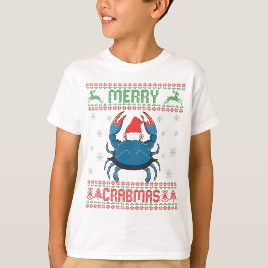 Merry Crabmas Funny Crab Ugly Christmas Sweater Tシャツ (正面)
