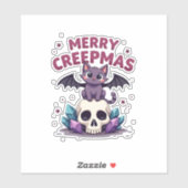 Merry Creepmas Cat Pastel Goth Christmas Skull T-S シール (シート)