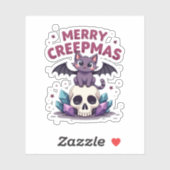Merry Creepmas Cat Pastel Goth Christmas Skull T-S シール (シート)