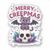 Merry Creepmas Cat Pastel Goth Christmas Skull T-S シール (正面)