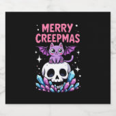 Merry Creepmas Cat Pastel Goth Christmas Skull T-S スパークリングワインラベル (シングルラベル)