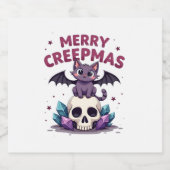 Merry Creepmas Cat Pastel Goth Christmas Skull T-S スパークリングワインラベル (シングルラベル)