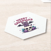 Merry Creepmas Cat Pastel Goth Christmas Skull T-S ペーパーコースター (アングル)