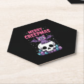 Merry Creepmas Cat Pastel Goth Christmas Skull T-S ペーパーコースター (アングル)