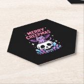 Merry Creepmas Cat Pastel Goth Christmas Skull T-S ペーパーコースター (アングル)