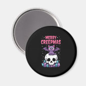 Merry Creepmas Cat Pastel Goth Christmas Skull T-S マグネット (正面/裏面)