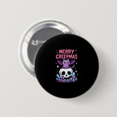 Merry Creepmas Cat Pastel Goth Christmas Skull T-S 缶バッジ (正面&裏面)