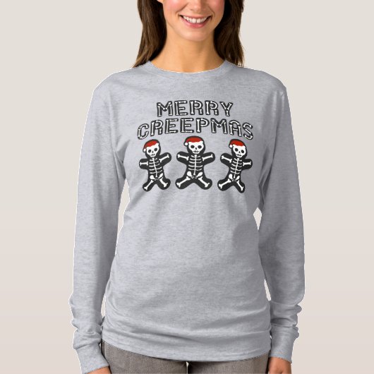 Merry Creepmas Skeleton Gingerbread Men Tシャツ (正面)