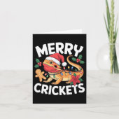 Merry Crickets! Bearded Dragon Christmas Pun カード (正面)