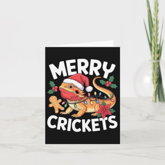 Merry Crickets! Bearded Dragon Christmas Pun  カード (正面)