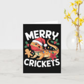 Merry Crickets! Bearded Dragon Christmas Pun  カード (黄色い花)