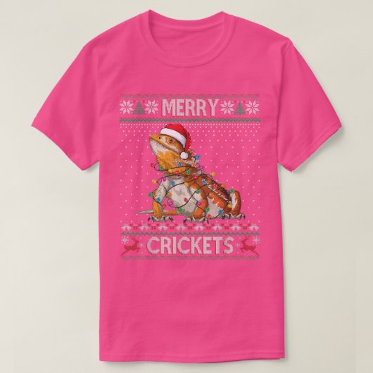 Merry Crickets Bearded Dragon Ugly Sweater Christm Tシャツ (デザイン正面)