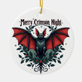 Merry Crimson Night Christmas Bat Ornament セラミックオーナメント