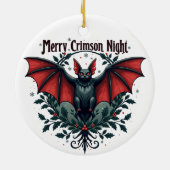 Merry Crimson Night Christmas Bat Ornament セラミックオーナメント (裏面)