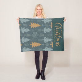 merry crishtmas green pattern  フリースブランケット