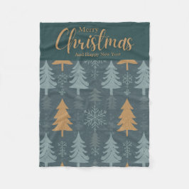 merry crishtmas green pattern  フリースブランケット