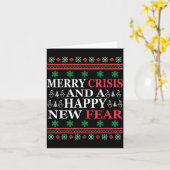 Merry Crisis And Happy New Fear Funny Ugly Christm カード (黄色い花)