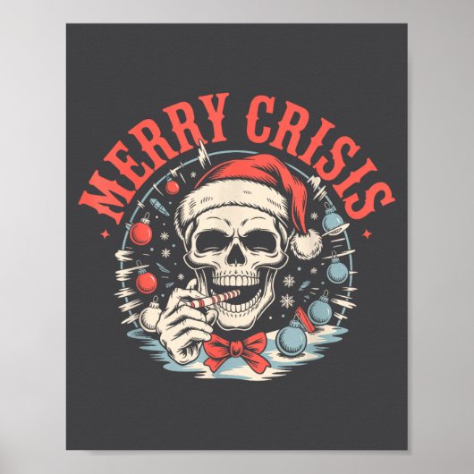 Merry Crisis Dark Humor Sarcastic Christmas Goth P ポスター (正面)