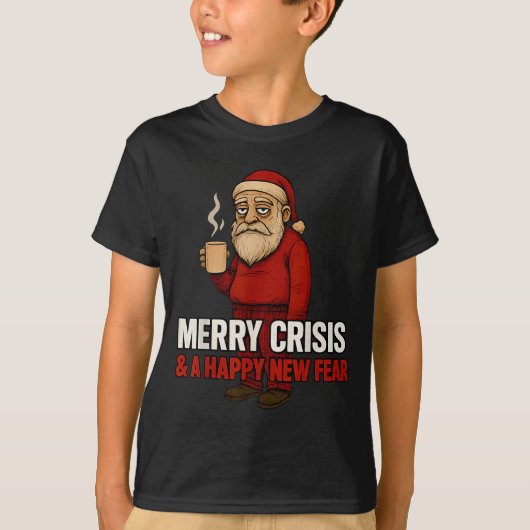 Merry Crisis Happy New Fear Year 2026 Funny Adult Tシャツ (正面)
