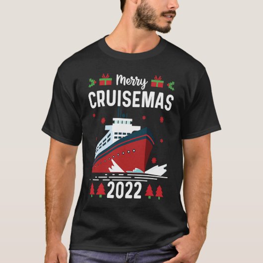 Merry Cruisemas 2022 Family Cruise Christmas Boat Tシャツ (正面)
