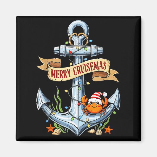 Merry Cruisemas 2025 Nautical Cruise Christmas Fam マグネット (正面)
