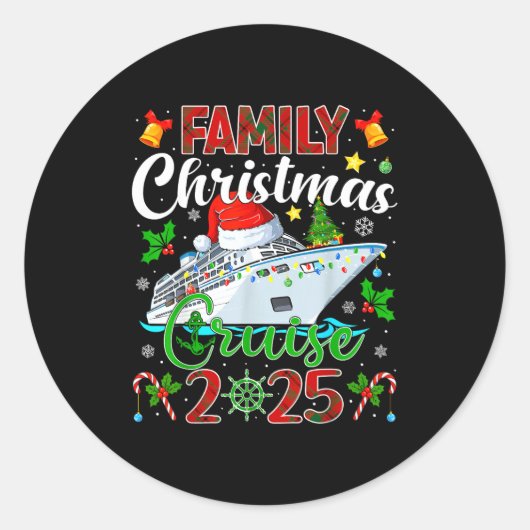 Merry Cruisemas Cruise Matching Family Christmas C ラウンドシール (正面)