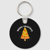 Merry Crustmas Funny Zza Slice Christmas Tree Zza  キーホルダー (正面)