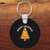 Merry Crustmas Funny Zza Slice Christmas Tree Zza  キーホルダー (正面)