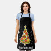 Merry Crustmas Pizza Christmas Tree Xmas Gifts エプロン (着用した状態)
