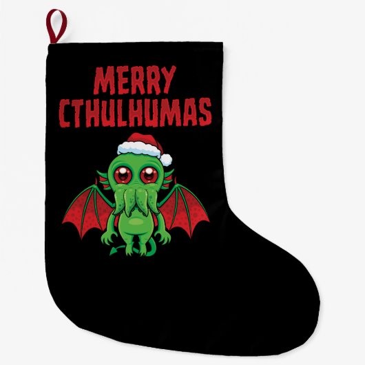 Merry Cthulhumas Seasons Greetings ラージクリスマスストッキング (正面)