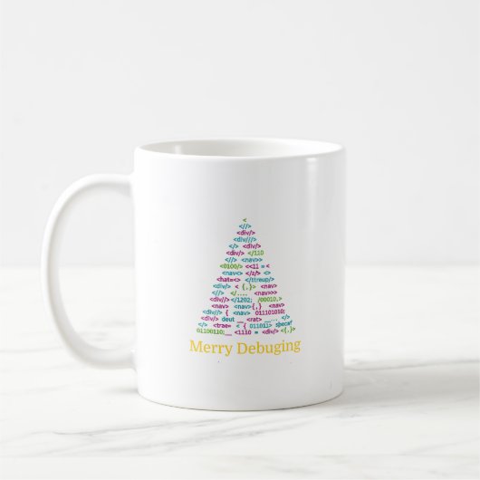 Merry Debugging Code Christmas Tree Art コーヒーマグカップ (左)