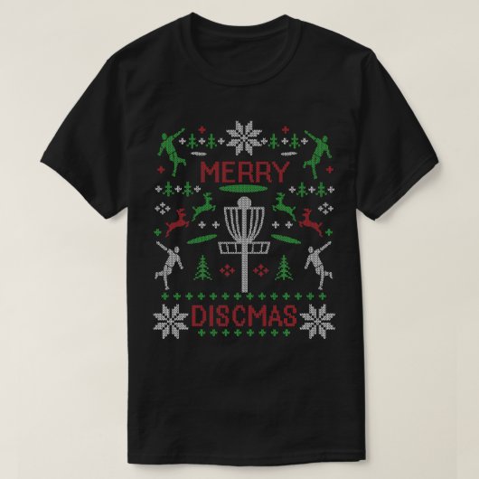 Merry Discmas Disc Golf Ugly Christmas Sweater Par Tシャツ (デザイン正面)