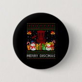 Merry Discmas Ugly Xmas Sweaters Funny Disc Golf C 缶バッジ (正面)