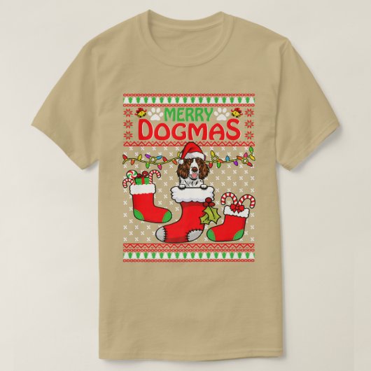 Merry Dogmas English Springer Spaniel Dog Christma Tシャツ (デザイン正面)