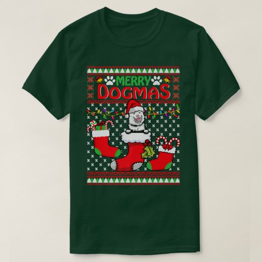 Merry Dogmas Finnish Lapphund Dog Funny Ugly Chris Tシャツ (デザイン正面)