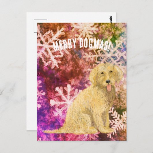 Merry Dogmas Golden Doodle  Postcard ポストカード (正面/裏面)