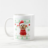 Merry Doodlemas Goldendoodle Wearing Ugly Christma コーヒーマグカップ (左)