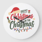 Merry Drepey Christmas Design Clock – Unique Holid ラージ壁時計 (正面)