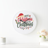 Merry Drepey Christmas Design Clock – Unique Holid ラージ壁時計 (ホーム)