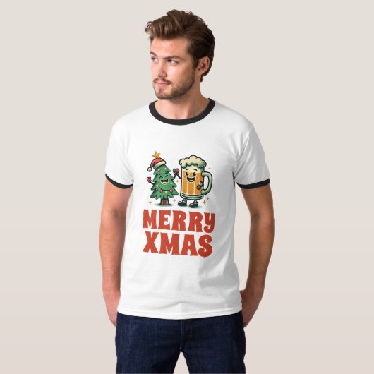 Merry Drunk Funny Christmas  Tシャツ (正面フル)