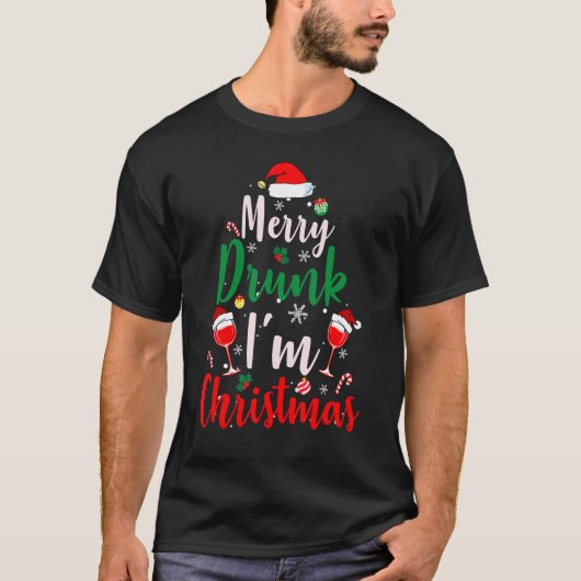 Merry Drunk I'm Christmas  Santa Joke Xmas Beer Tシャツ (正面)