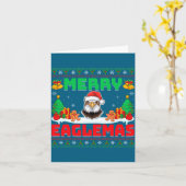 Merry Eaglemas - Eagle Wearing Santa Hat Ugly Chri カード (黄色い花)