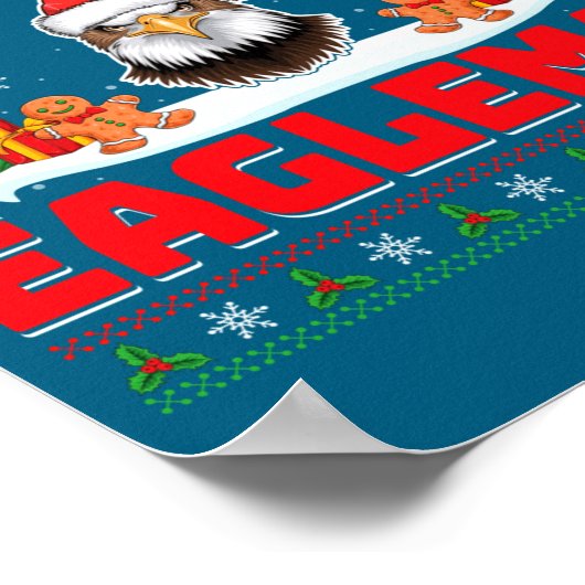 Merry Eaglemas - Eagle Wearing Santa Hat Ugly Chri ポスター (角)