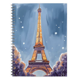 Merry Eiffel Tower | Paris Christmas Watercolor ノートブック