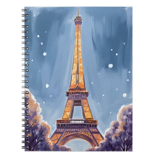 Merry Eiffel Tower | Paris Christmas Watercolor ノートブック (正面)