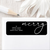 Merry Elegant Christmas Black & White Themed Label ラベル (インサイチュ)